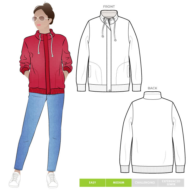 Maggie Jacket Sewing Pattern By Style Arc - Long line casual jacket - casual or sporty