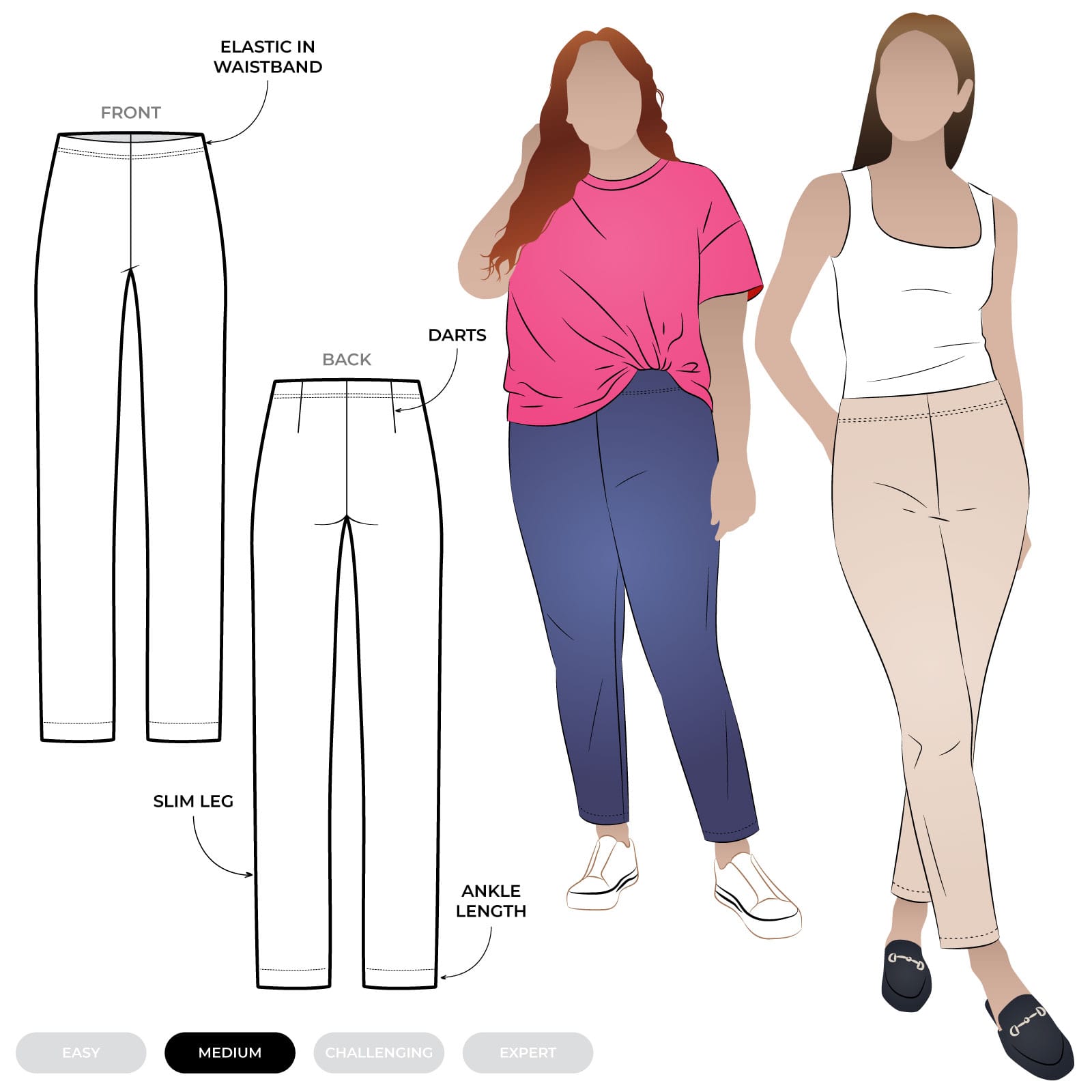 Margaret Stretch Woven Pant Margaret Stretch Woven Pant by Style Arc - Pull-on slim, easy-fit pant with an elastic waist and back darts