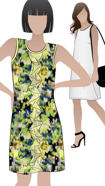 Martine Dress / Top By Style Arc - Beautiful but simple pleated trim front slip on dress/top