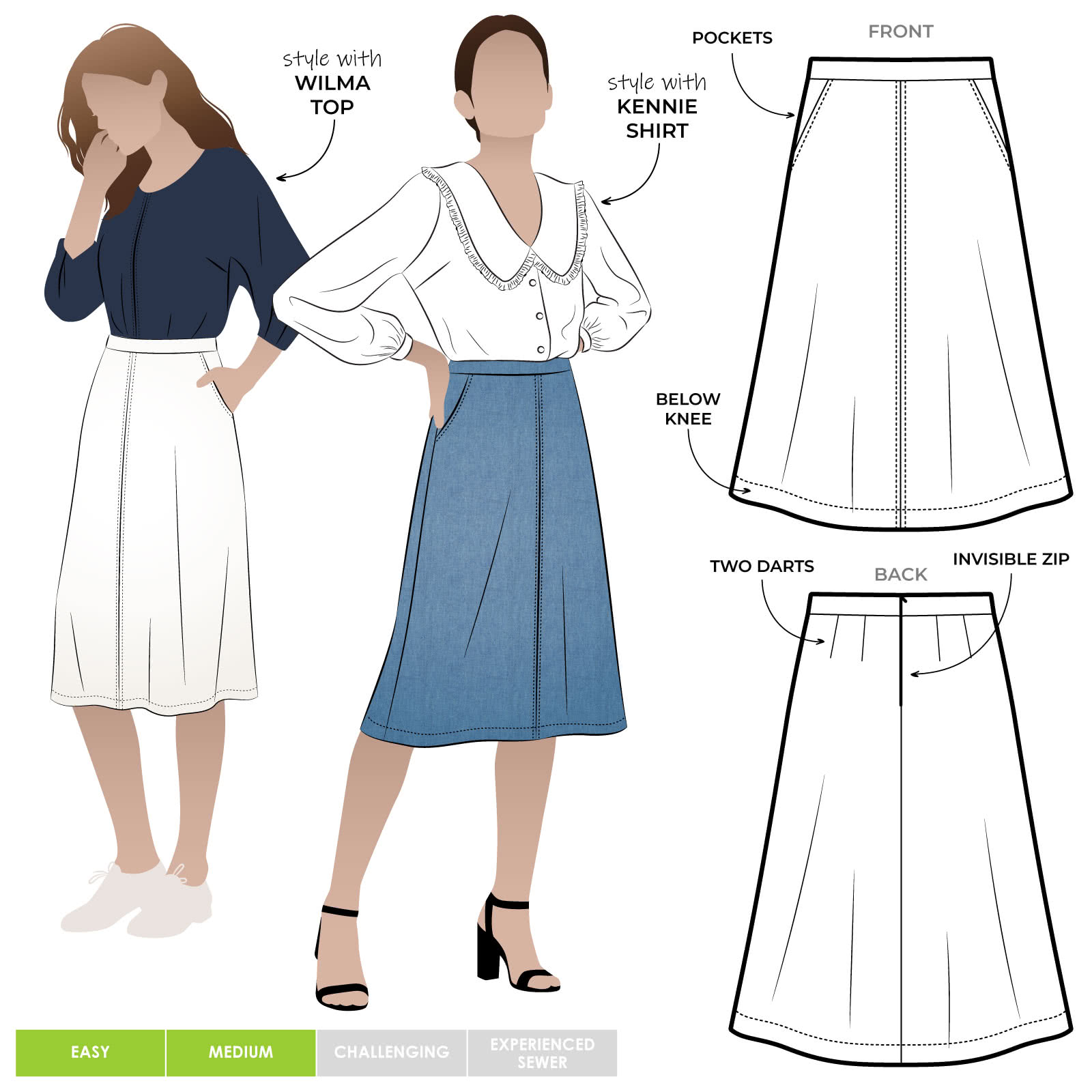 Mary-Ann Skirt Sewing Pattern – Casual Patterns – Style Arc