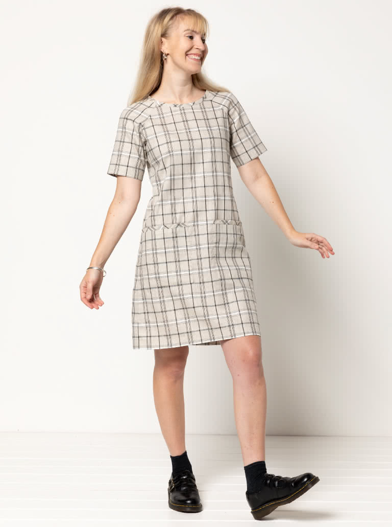Mary Shift Dress By Style Arc - Raglan sleeves slip dress with patch pockets