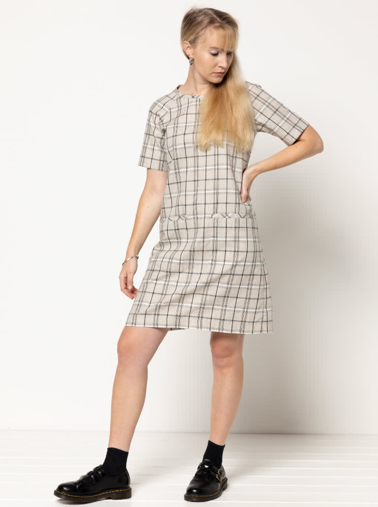 Mary Shift Dress By Style Arc - Raglan sleeves slip dress with patch pockets