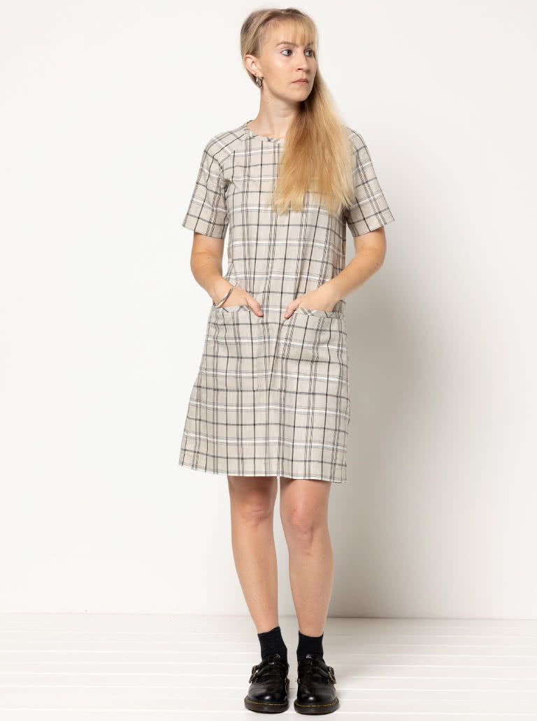 Mary Shift Dress By Style Arc - Raglan sleeves slip dress with patch pockets