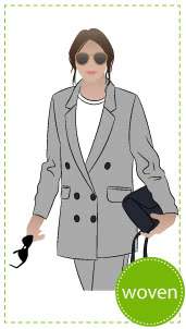 McKenzie Woven Blazer Sewing Pattern By Style Arc - Casual long line double-breasted blazer with pockets.