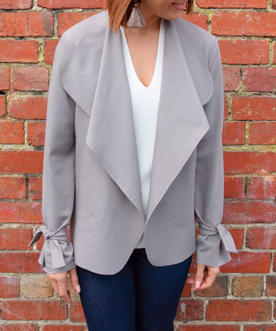 Meghan Jacket Sewing Pattern By Style Arc - A new take on the classic waterfall jacket sewing pattern.