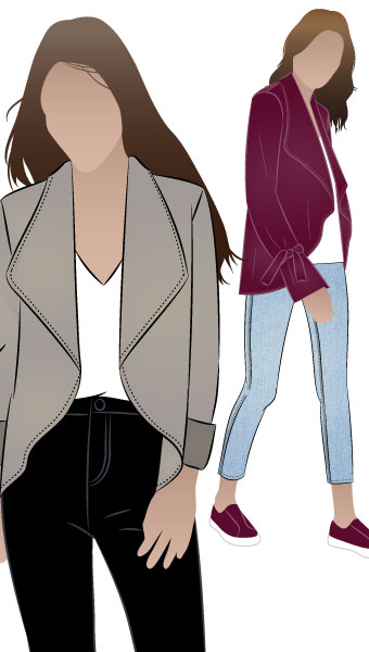 Meghan Jacket By Style Arc - A new take on the classic waterfall jacket sewing pattern.