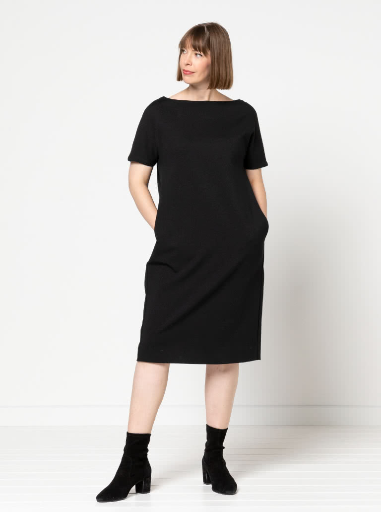 Melba Dress By Style Arc - Short sleeve pull on dress featuring slight cocoon shape body.