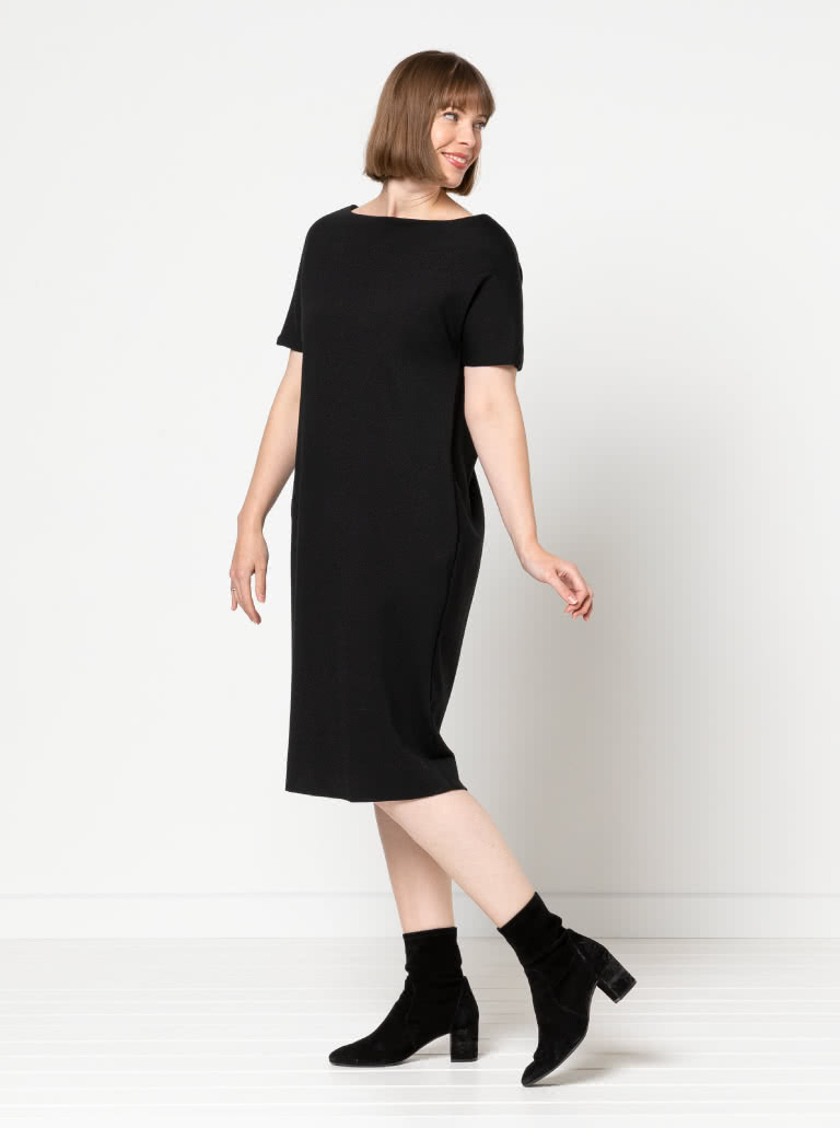 Melba Dress By Style Arc - Short sleeve pull on dress featuring slight cocoon shape body.