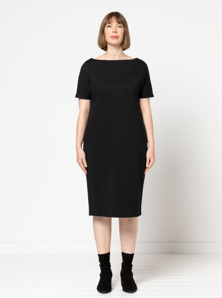 Melba Dress By Style Arc - Short sleeve pull on dress featuring slight cocoon shape body.