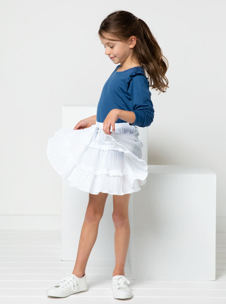 Melody Kids Skirt By Style Arc - Tiered gathered skirt with elastic waist and tie for kids 2 - 8