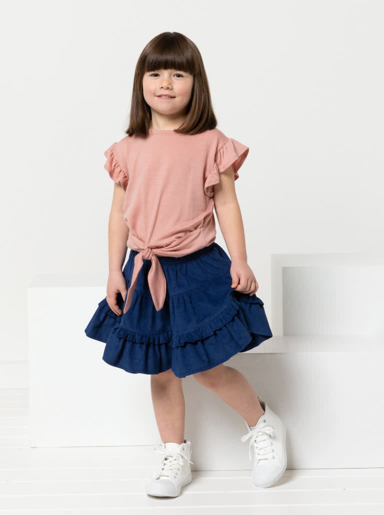 Melody Kids Skirt By Style Arc - Tiered gathered skirt with elastic waist and tie for kids 2 - 8