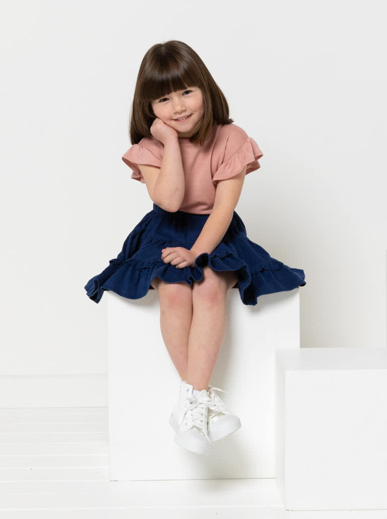 Melody Kids Skirt By Style Arc - Tiered gathered skirt with elastic waist and tie for kids 2 - 8