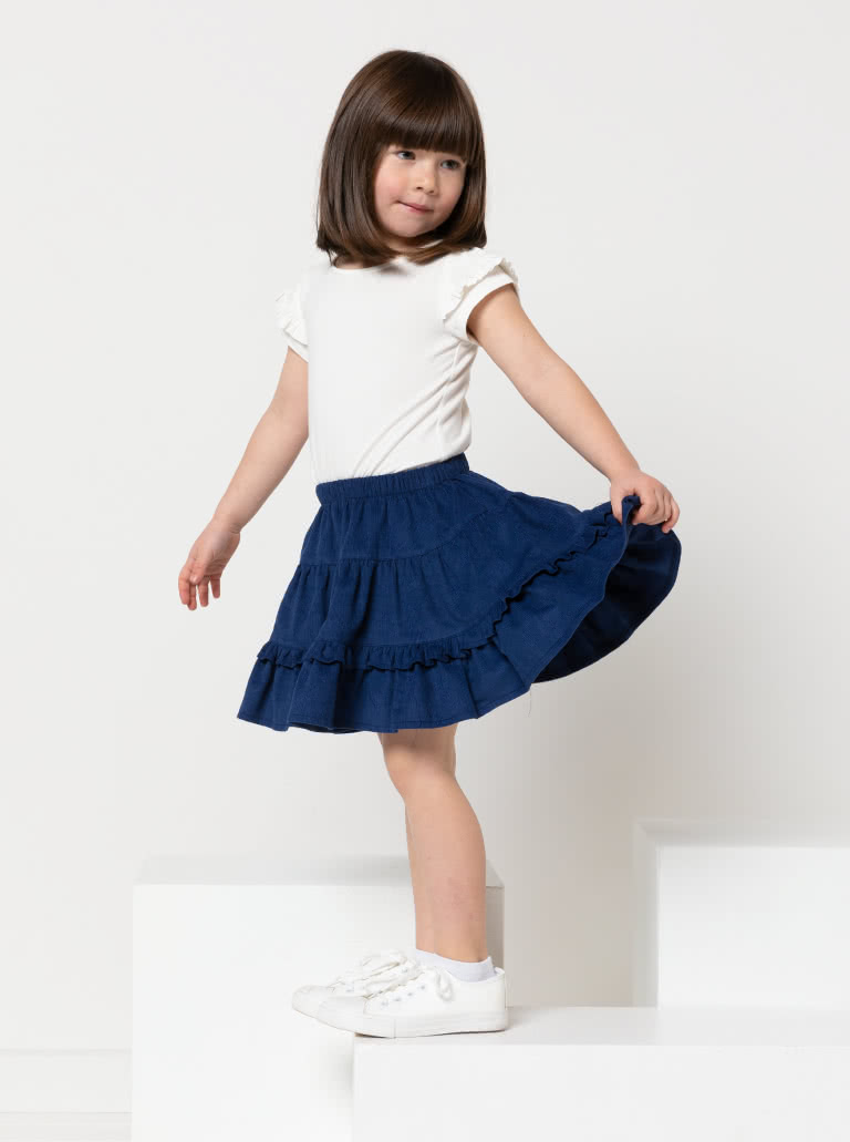 Melody Kids Skirt By Style Arc - Tiered gathered skirt with elastic waist and tie for kids 2 - 8