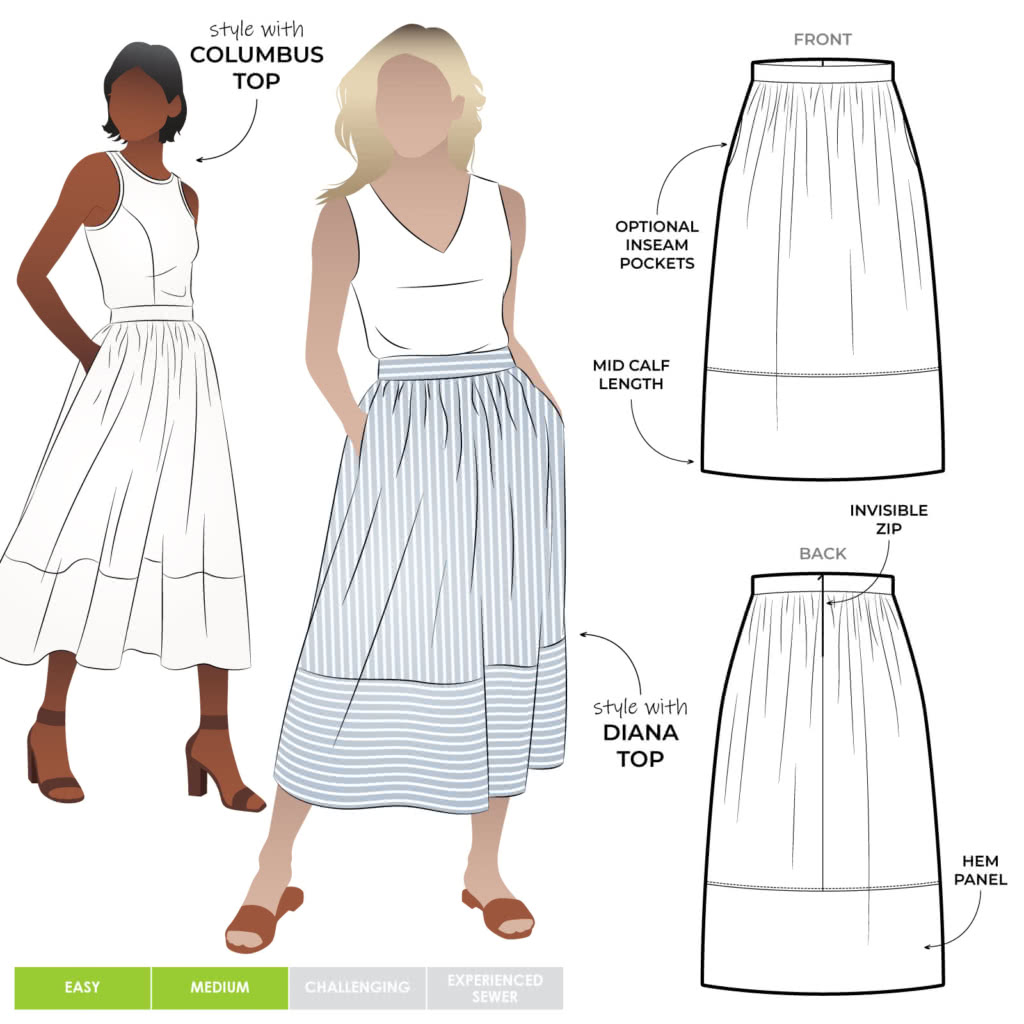 Memphis Woven Skirt Sewing Pattern PDF – PDF Casual Patterns – Style Arc