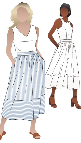 Memphis Woven Skirt By Style Arc - Gathered skirt with fitted waistband.