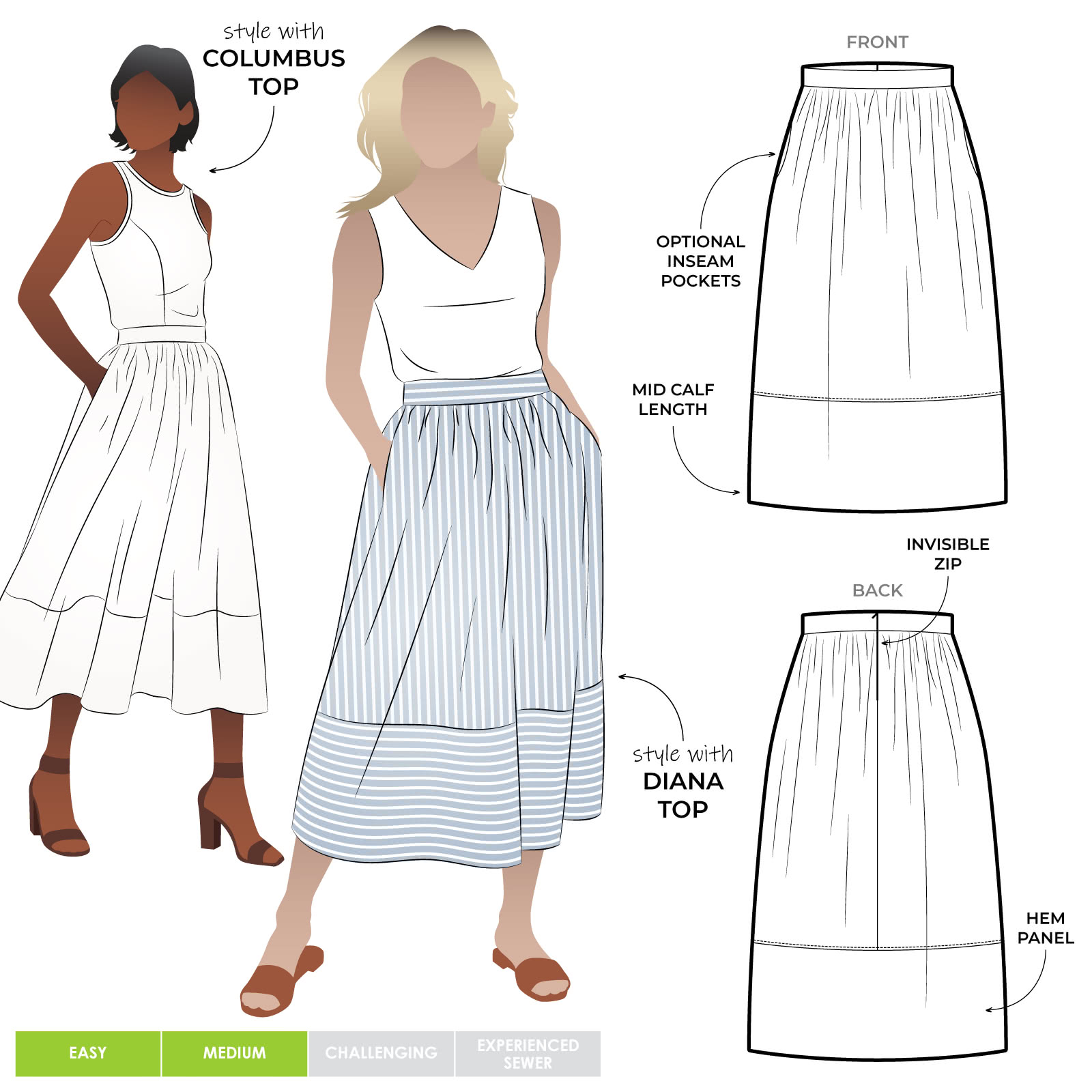 Memphis Woven Skirt Sewing Pattern – Casual Patterns – Style Arc