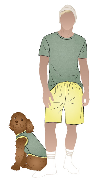 Mens Knit PJs and Doggy Vest Bundle By Style Arc - Traditional men's knit pyjama pattern plus a cozy pull-on knit dog vest layered pattern in sizes XS-XL (see Description for breed size guide).