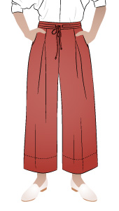Milan Woven Pant By Style Arc - Wide leg, pull on pant, ankle length, inverted pleats, elastic waist with drawstring tie.