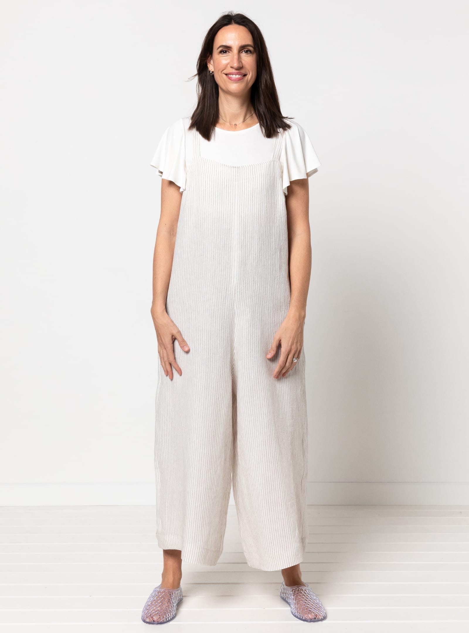 Mildred Jumpsuit By Style Arc - Casual pull-on jumpsuit featuring shoulder straps and in-seam pockets.
