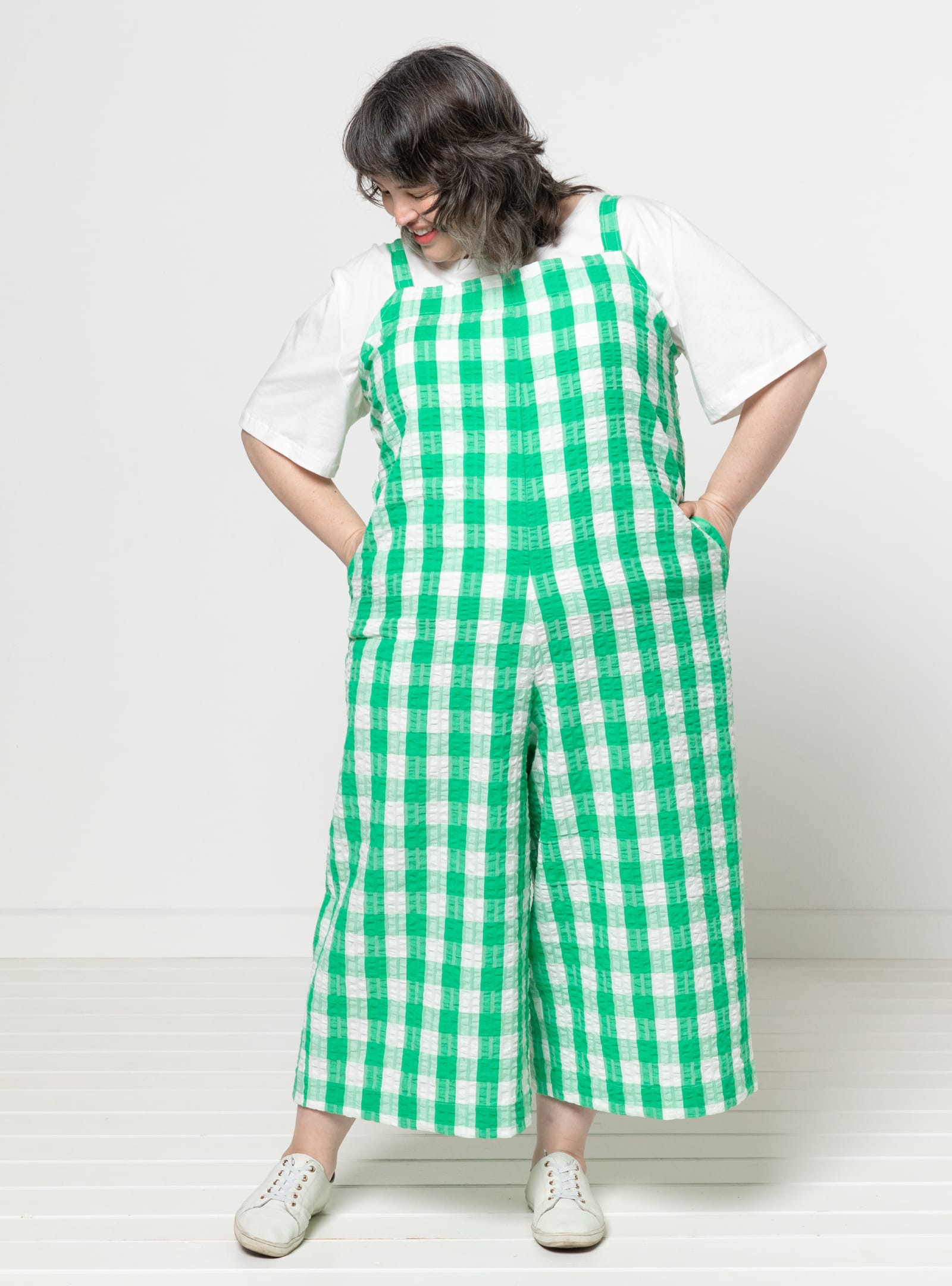 Mildred Jumpsuit By Style Arc - Casual pull-on jumpsuit featuring shoulder straps and in-seam pockets.