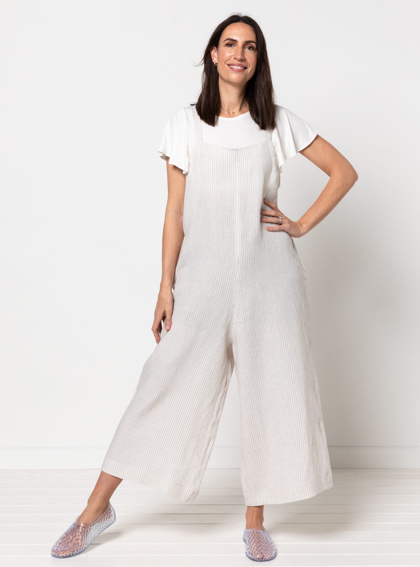 Mildred Jumpsuit By Style Arc - Casual pull-on jumpsuit featuring shoulder straps and in-seam pockets.