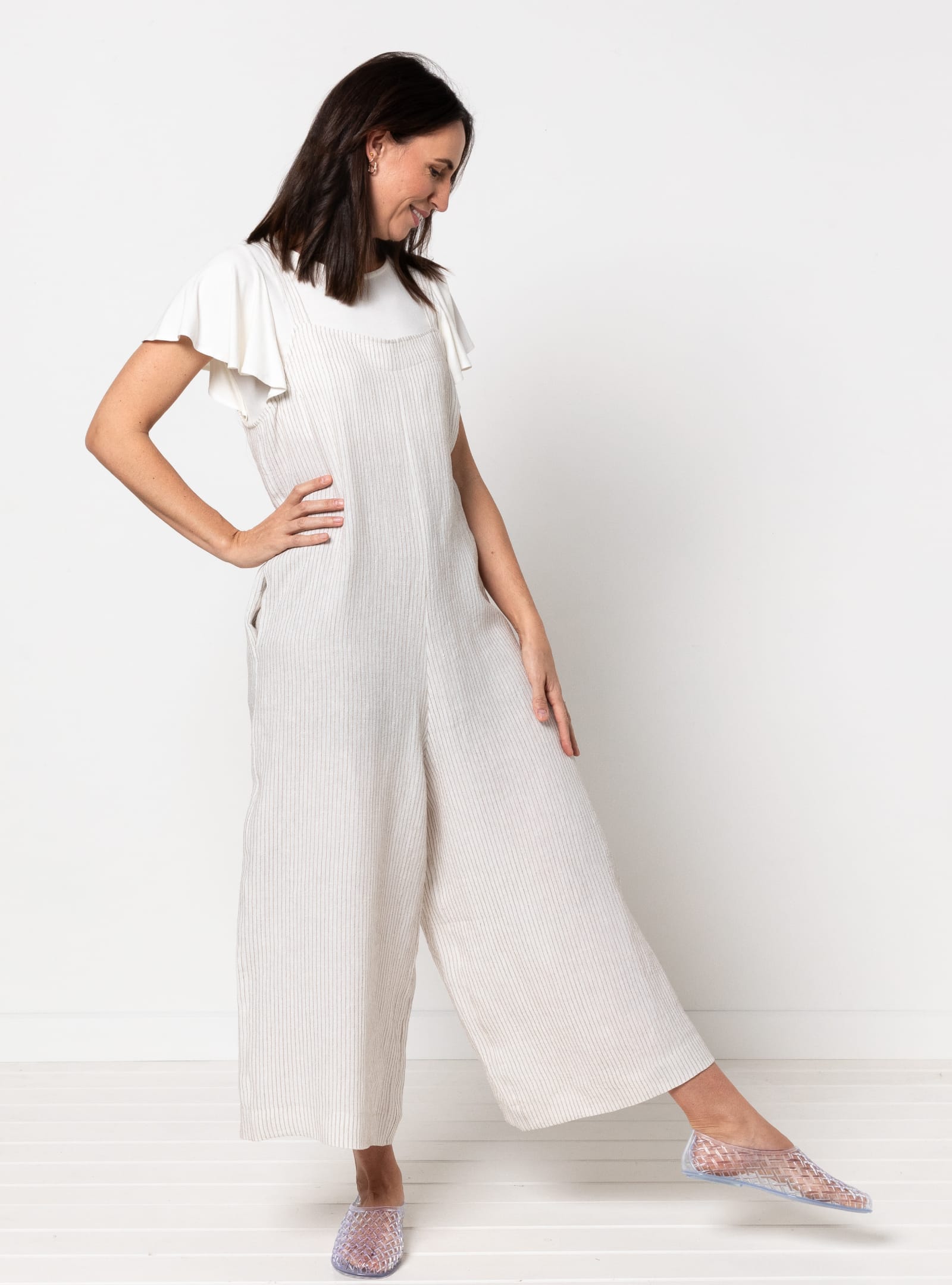 Mildred Jumpsuit By Style Arc - Casual pull-on jumpsuit featuring shoulder straps and in-seam pockets.