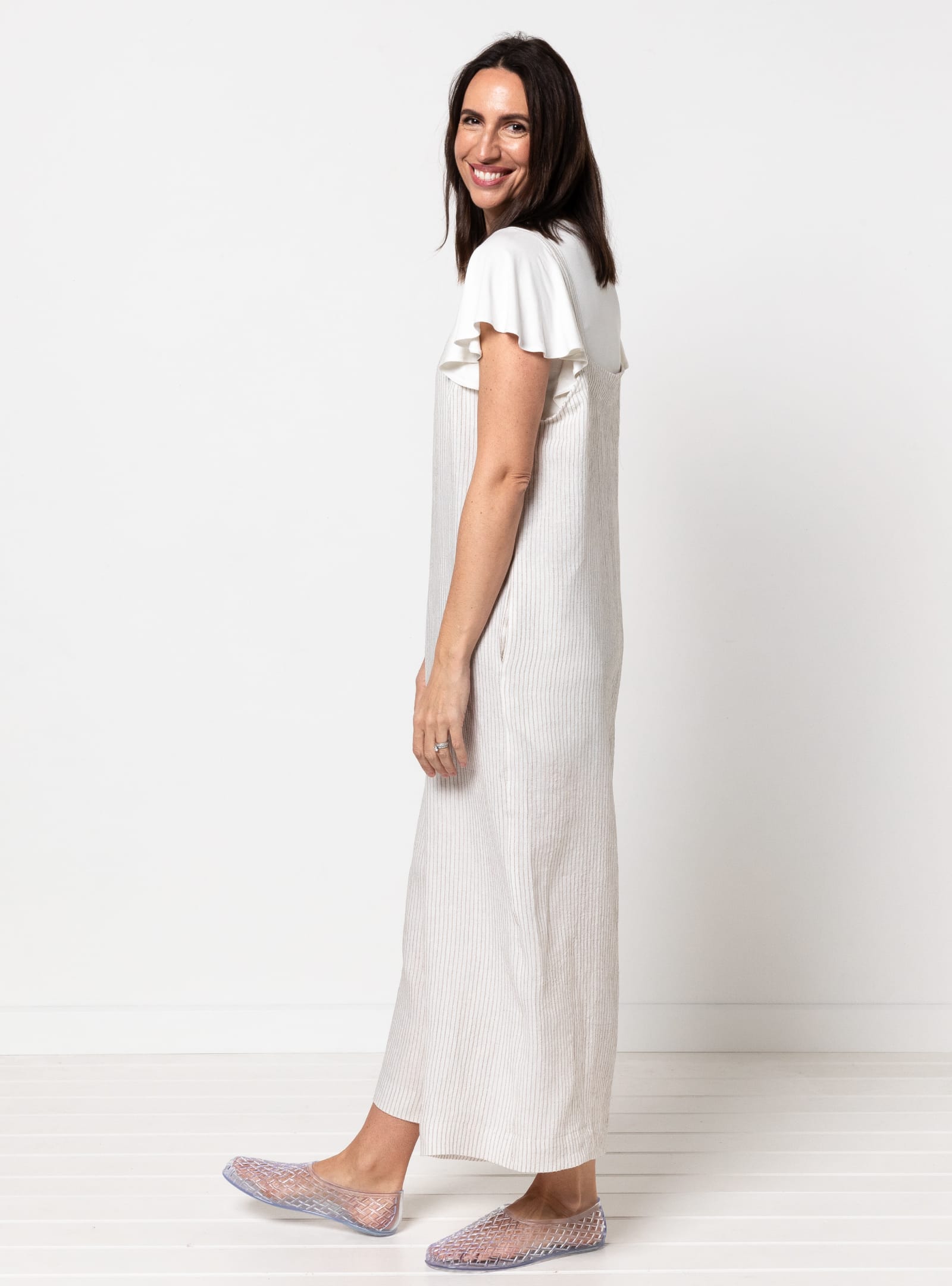 Mildred Jumpsuit By Style Arc - Casual pull-on jumpsuit featuring shoulder straps and in-seam pockets.