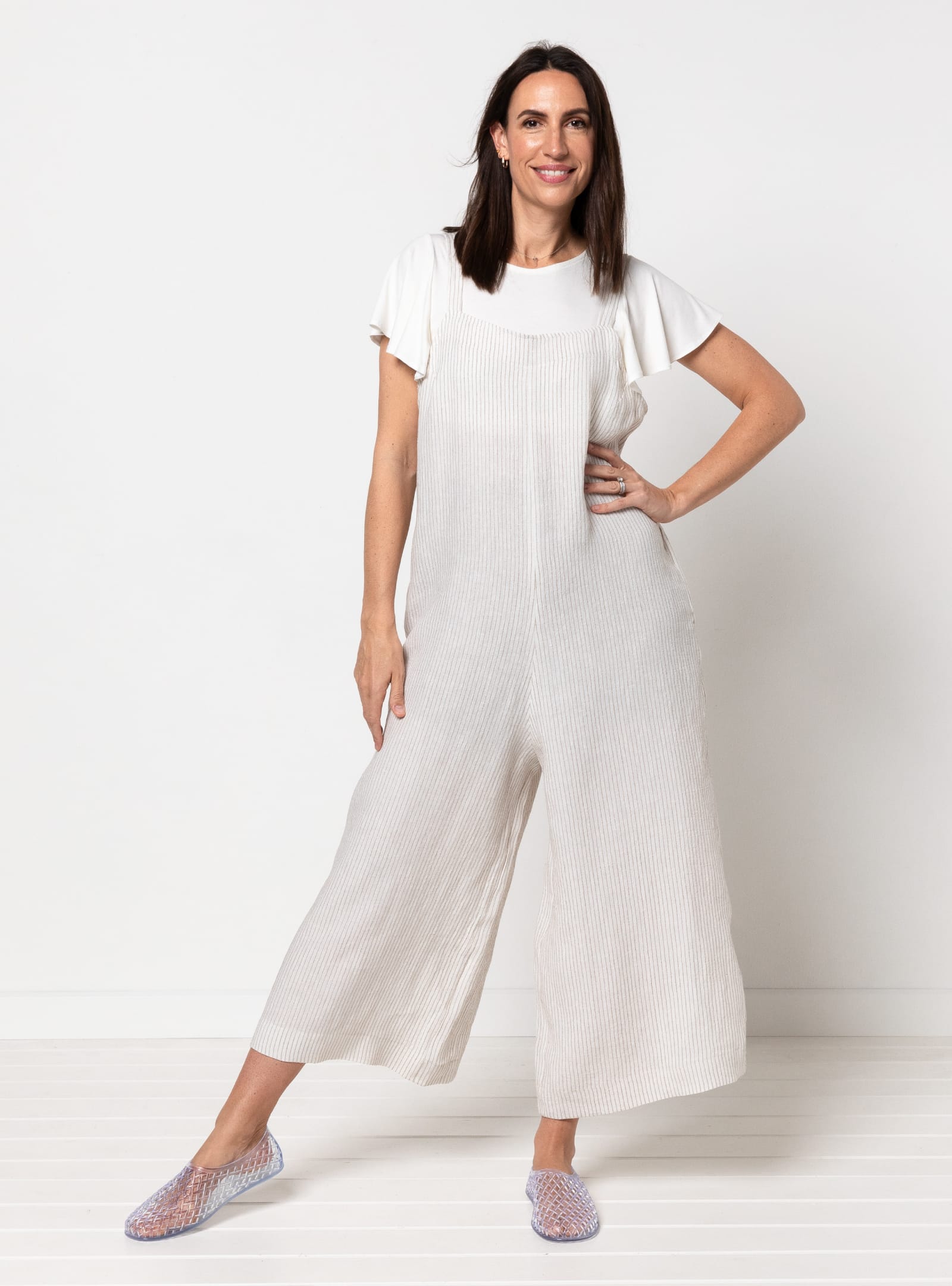 Mildred Jumpsuit By Style Arc - Casual pull-on jumpsuit featuring shoulder straps and in-seam pockets.