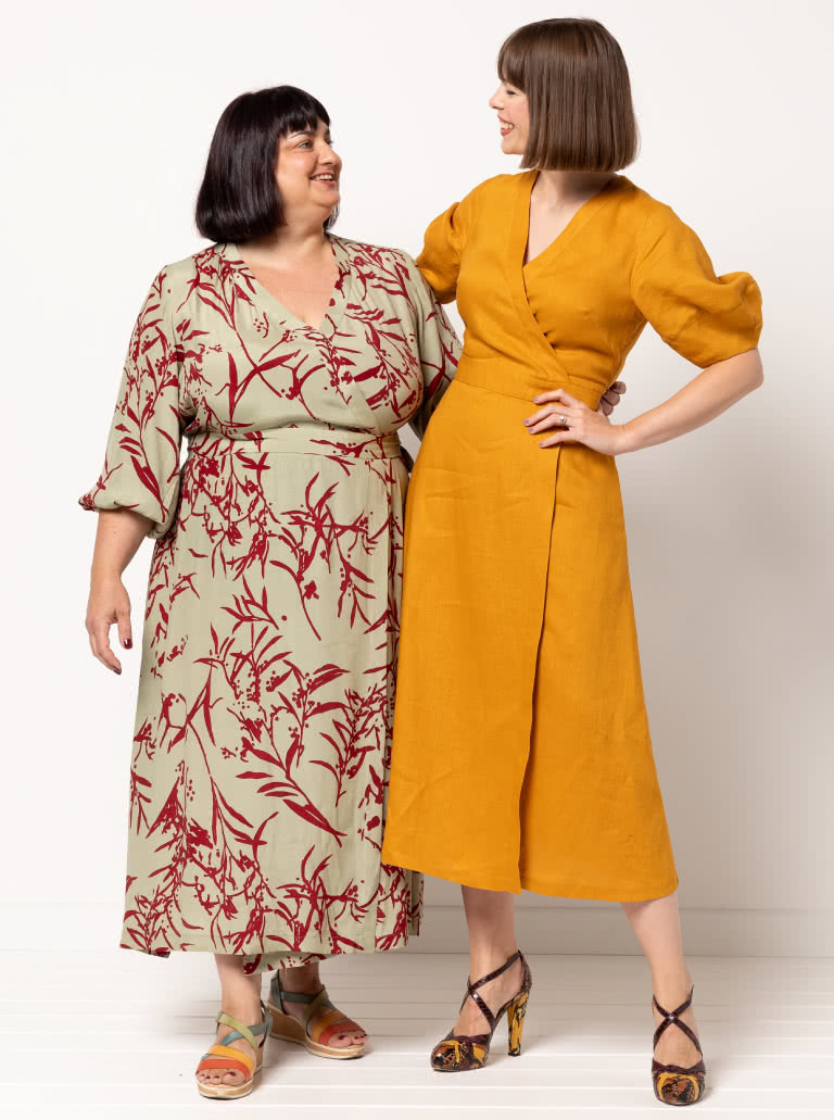 Millicent Wrap Dress By Style Arc - Waisted long length wrap dress with an option of 2 sleeves.