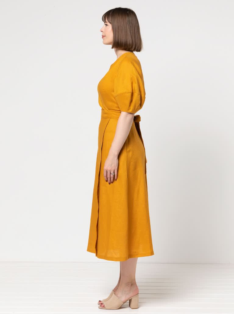 Millicent Wrap Dress By Style Arc - Waisted long length wrap dress with an option of 2 sleeves.