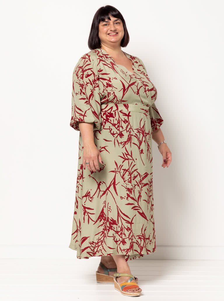 Millicent Wrap Dress By Style Arc - Waisted long length wrap dress with an option of 2 sleeves.