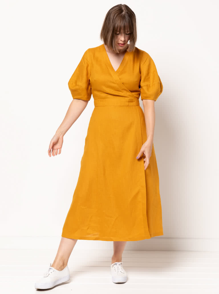 Millicent Wrap Dress By Style Arc - Waisted long length wrap dress with an option of 2 sleeves.