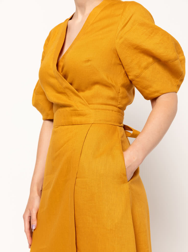 Millicent Wrap Dress By Style Arc - Waisted long length wrap dress with an option of 2 sleeves.