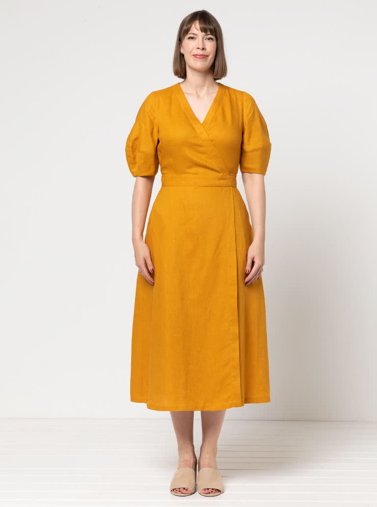 Millicent Wrap Dress By Style Arc - Waisted long length wrap dress with an option of 2 sleeves.