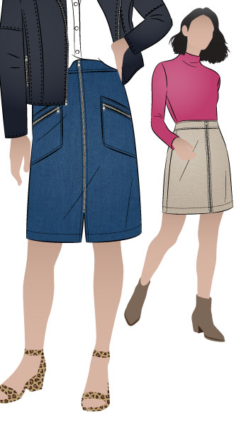 Mindi Skirt By Style Arc - Versatile but trendy zip front skirt in 2 lengths