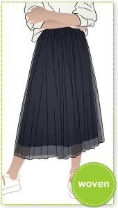 Miranda Skirt By Style Arc - Gathered skirt with elastic waist.