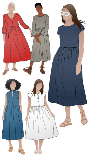 Montana Midi Dress and Extension Pack By Style Arc - Make over 12 different looks with the Montana Midi Dress + Extension Pack patterns.