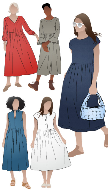 Montana Midi Dress and Montana Dress Extension Pack and Montana Bag Bundle By Style Arc - Make over 12 different looks with the Montana Midi Dress and Extension Pack patterns. Also includes the Montana Bag.