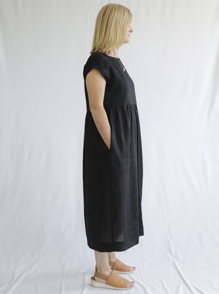 Montana Midi Dress By Style Arc - Midi length high waisted pull on dress with an extended shoulder line.