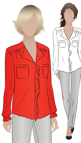 Nancy Shirt By Style Arc - Fashionable shirt with the stitched front feature