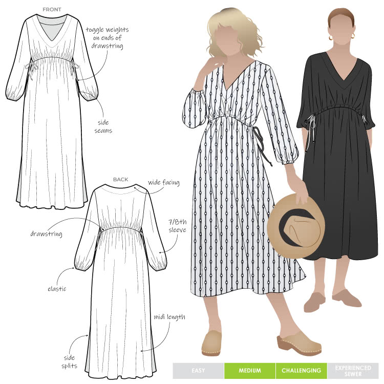 Naomi Woven Dress Sewing Pattern – Casual Patterns – Style Arc