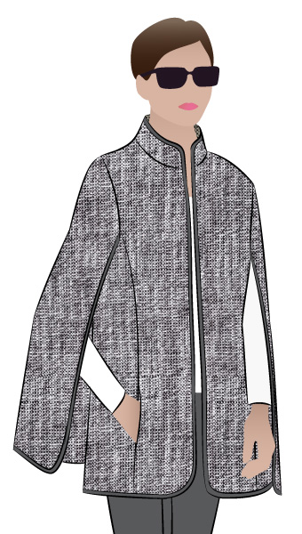 Nell Cape By Style Arc - Fashionable cape with bound edges and inseam pockets
