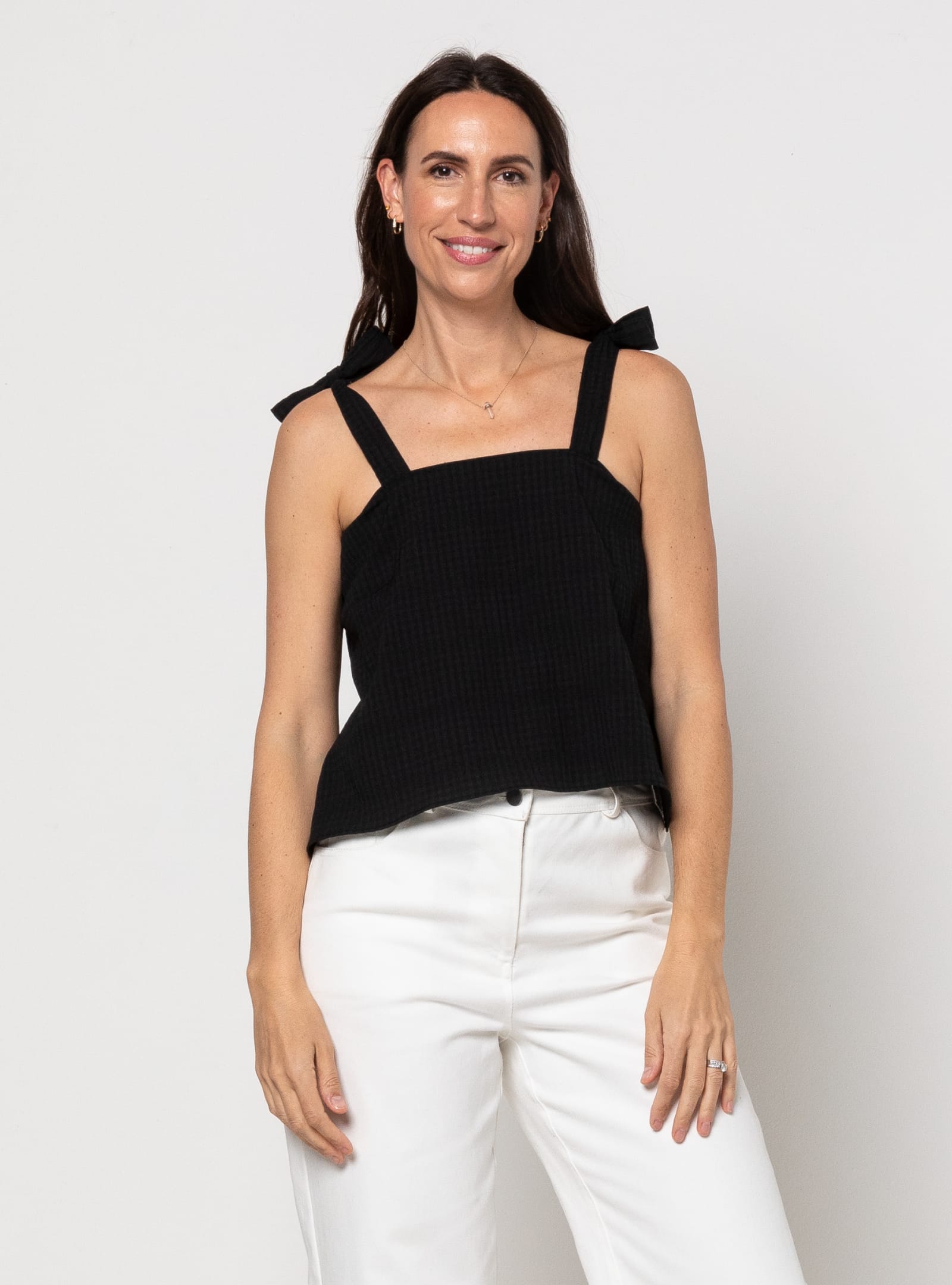 Nica Woven Top By Style Arc - A simple two-piece scarf top with wide or thin straps