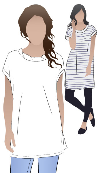 Nora Woven Tunic / Dress By Style Arc - Tunic in two lengths featuring a twisted neck and extended shoulder line