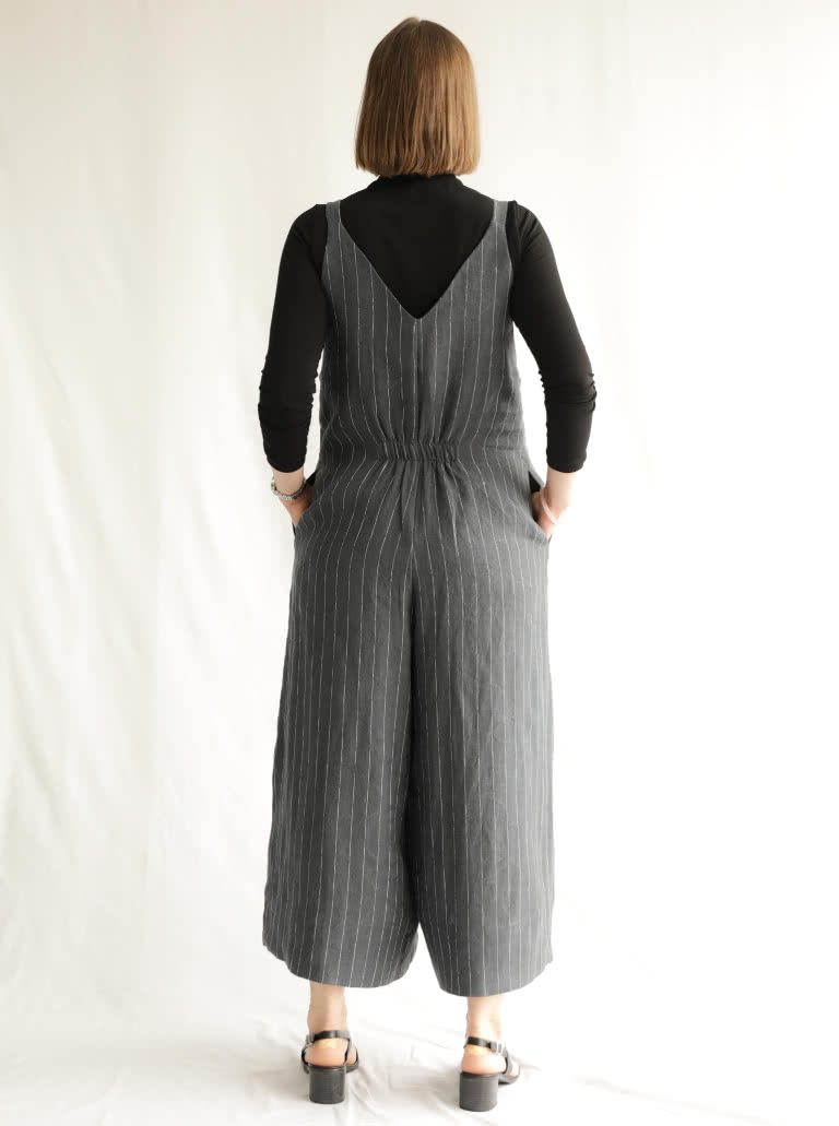 Norman Jumpsuit By Style Arc - "V" neck pull on jumpsuit with wide 7/8th leg length