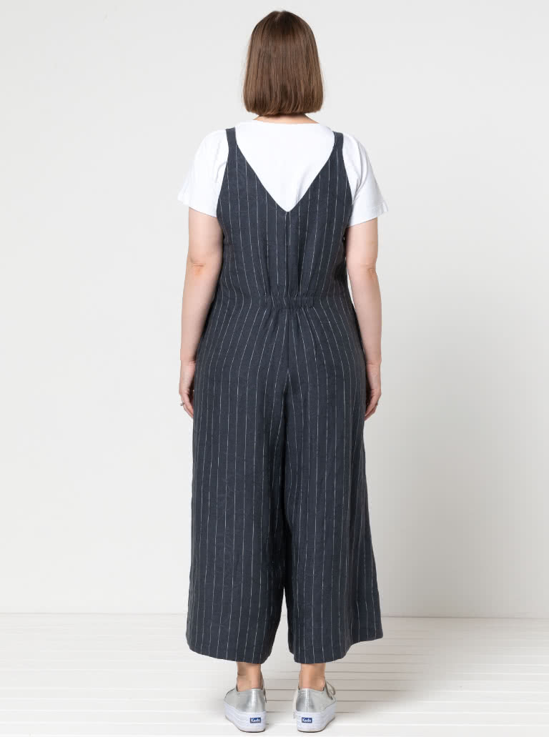 Norman Jumpsuit By Style Arc - "V" neck pull on jumpsuit with wide 7/8th leg length