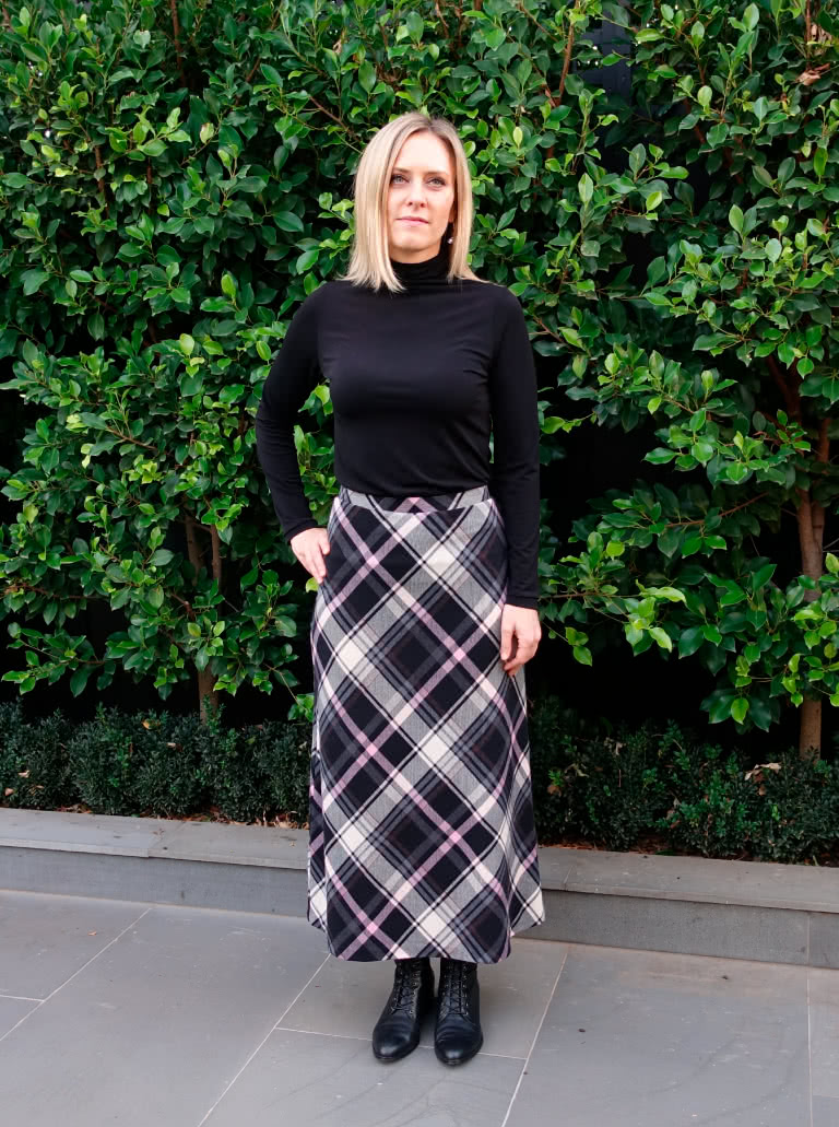 Northcote Knit Skirt By Style Arc - Elastic waist midi skirt that skims the body and slightly flares at the hemline.