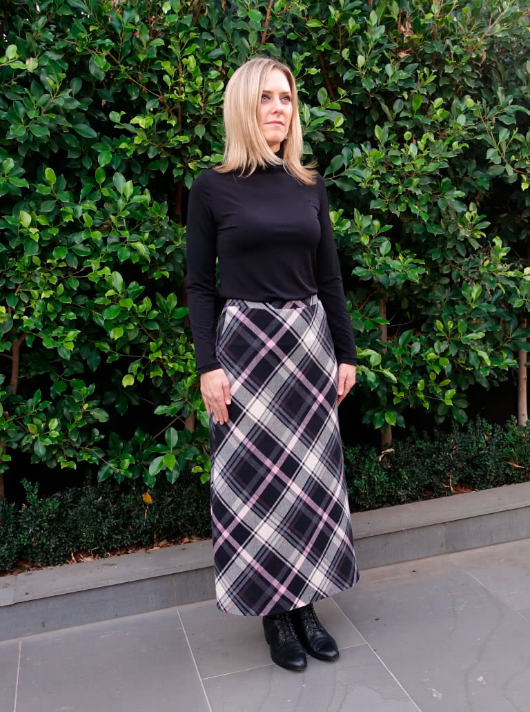 Northcote Knit Skirt By Style Arc - Elastic waist midi skirt that skims the body and slightly flares at the hemline.