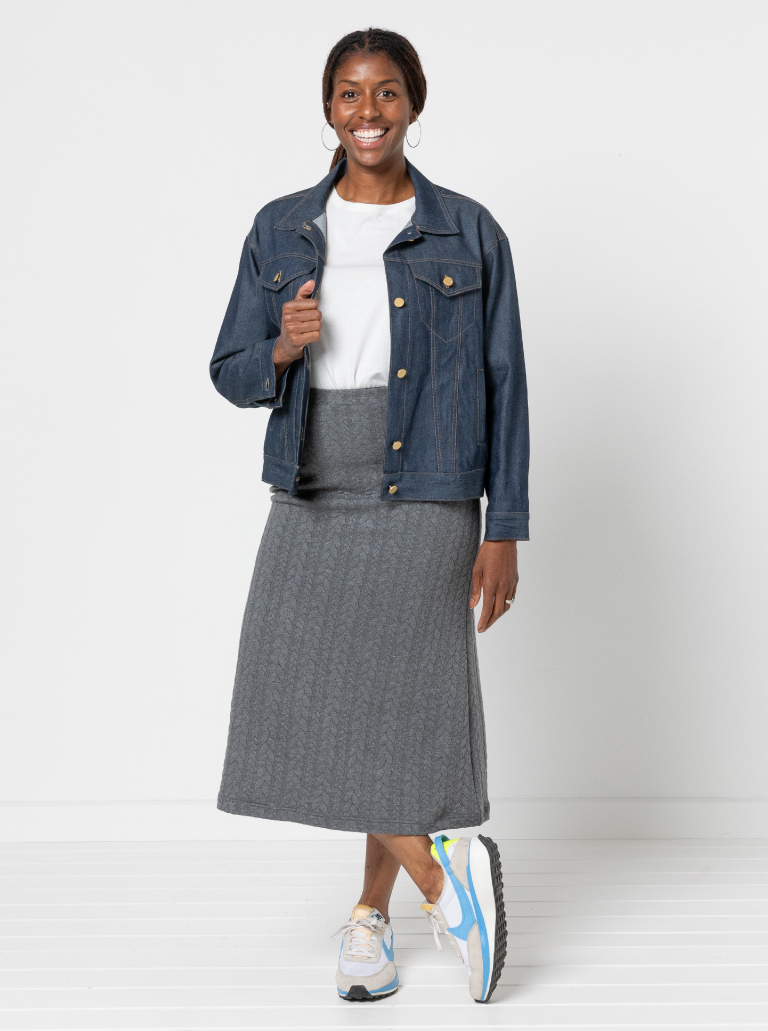 Northcote Knit Skirt By Style Arc - Elastic waist midi skirt that skims the body and slightly flares at the hemline.