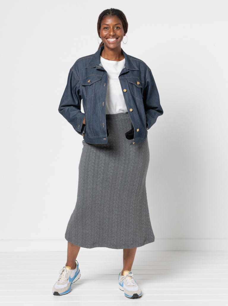 Northcote Knit Skirt By Style Arc - Elastic waist midi skirt that skims the body and slightly flares at the hemline.